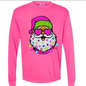 Comfort color long sleeve t-shirt with disco Santa